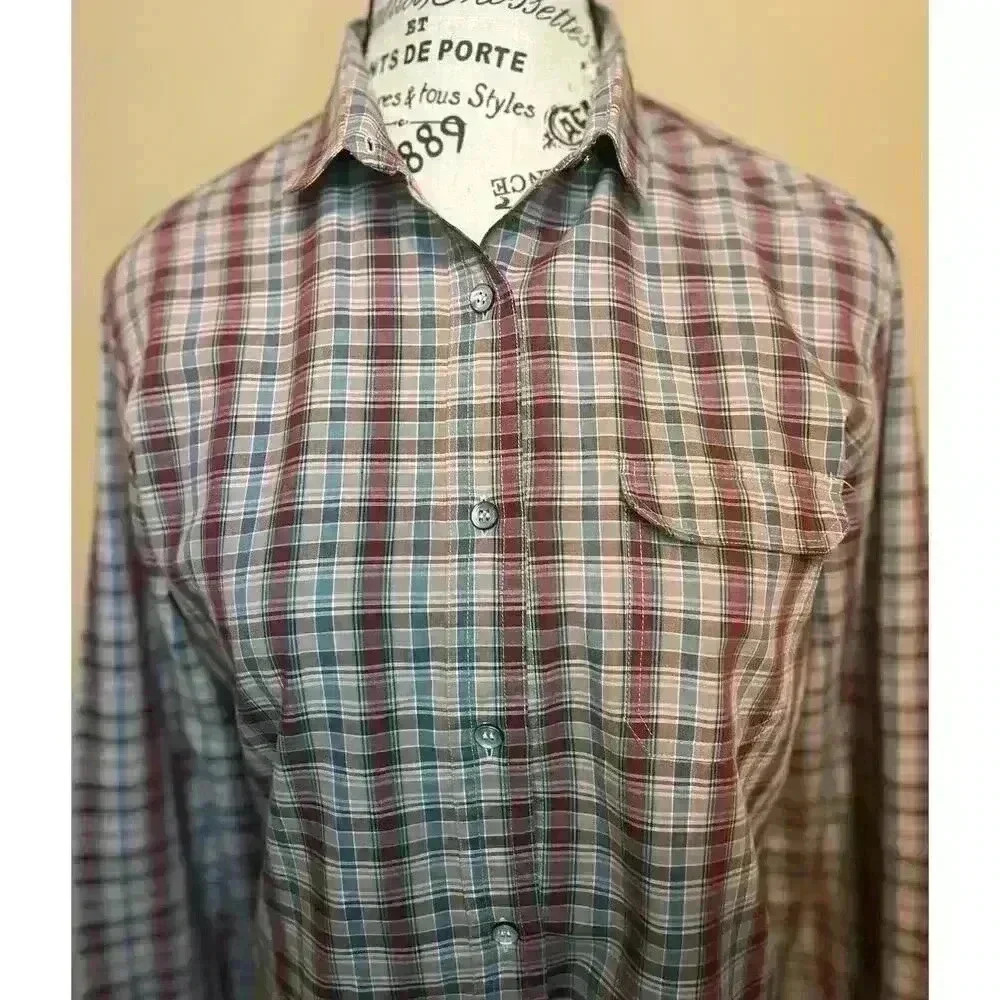Vintage 1970s Levi Strauss Plaid Button Front Shirt. Women’s Size 12 Pink Blue - Picture 5 of 10